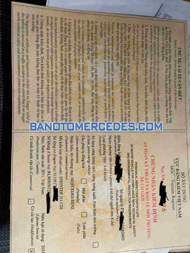 Bán Mercedes Benz Sprinter 311 ESP, màu Bạc, Máy dầu, 2011